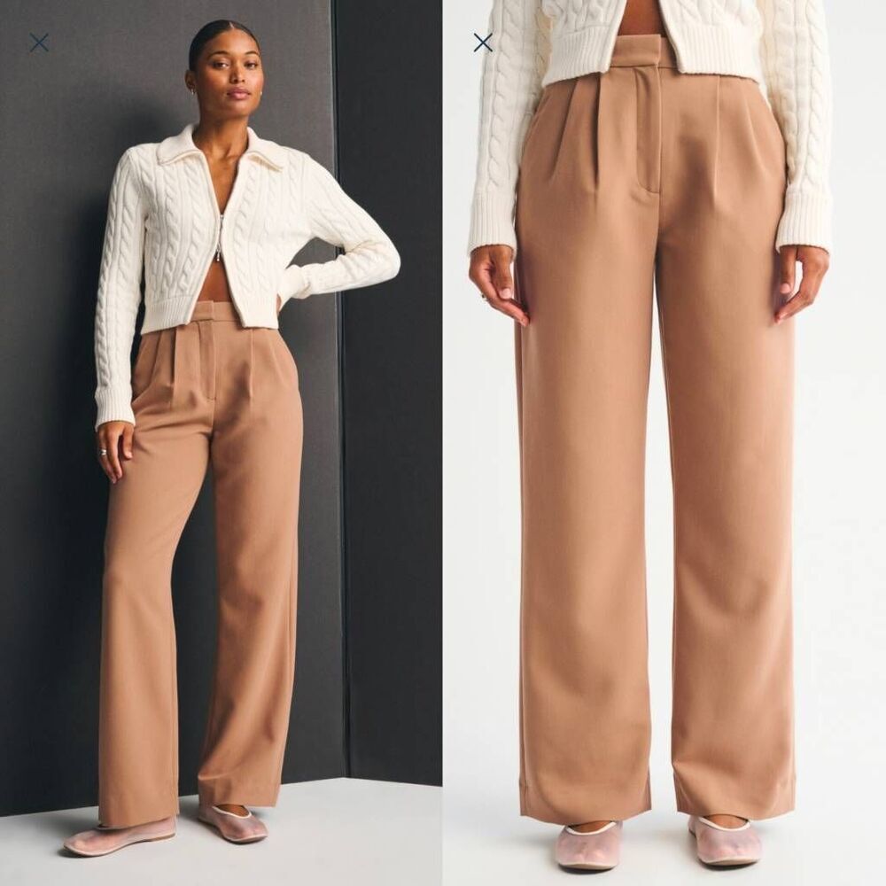 Abercrombie and fitch Curve Love A&F Sloane Tailored Wide Leg Pant 26 NWT $90